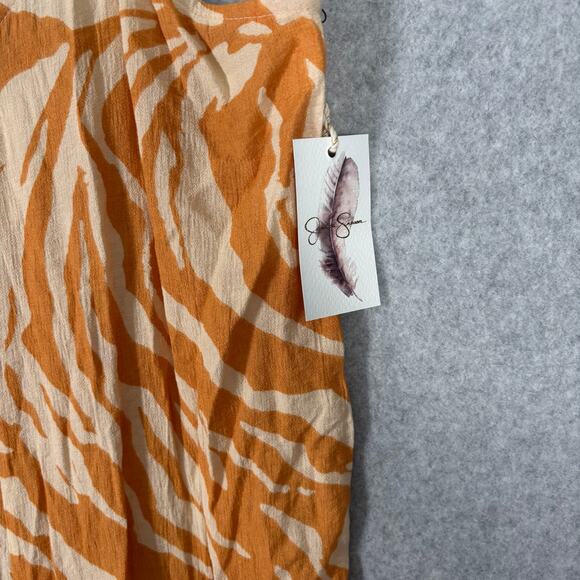 Jessica Simpson Jumpsuit Small Orange Cream Animal Zebra Wide Leg Crop Resort* - Picture 5 of 9